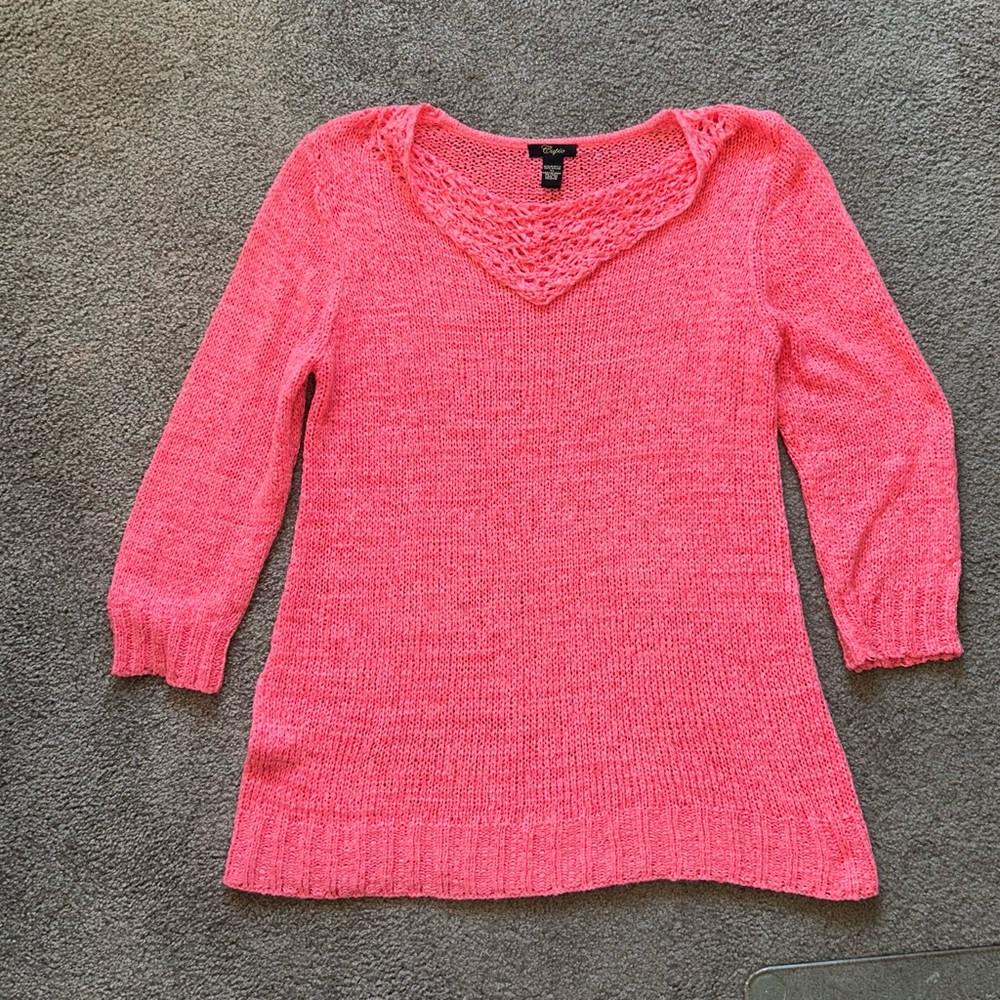 Cupio peachy pink loose knit sweater XL